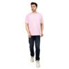 DSC_4556 Men's Solid Pink Cotton T-shirt (Oversized)