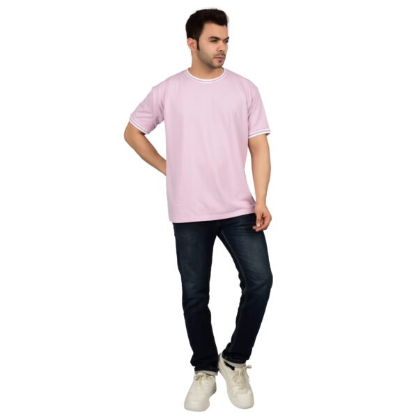 DSC_4557 Men's Solid Pink Cotton T-shirt (Oversized)