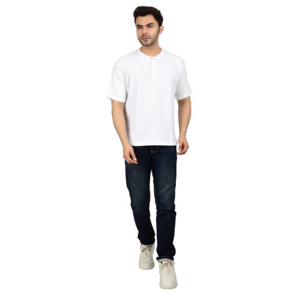 DSC_4587 Men's Solid White Cotton T-shirt (Oversized)